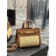 MANHATTAN NANO SHOPPING BAG IN RAFFIA AND SMOOTH LEATHER High