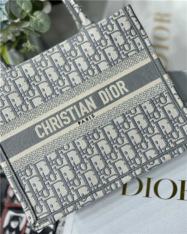 SMALL Dior BOOK TOTE Dior Oblique Jacquard Grey High