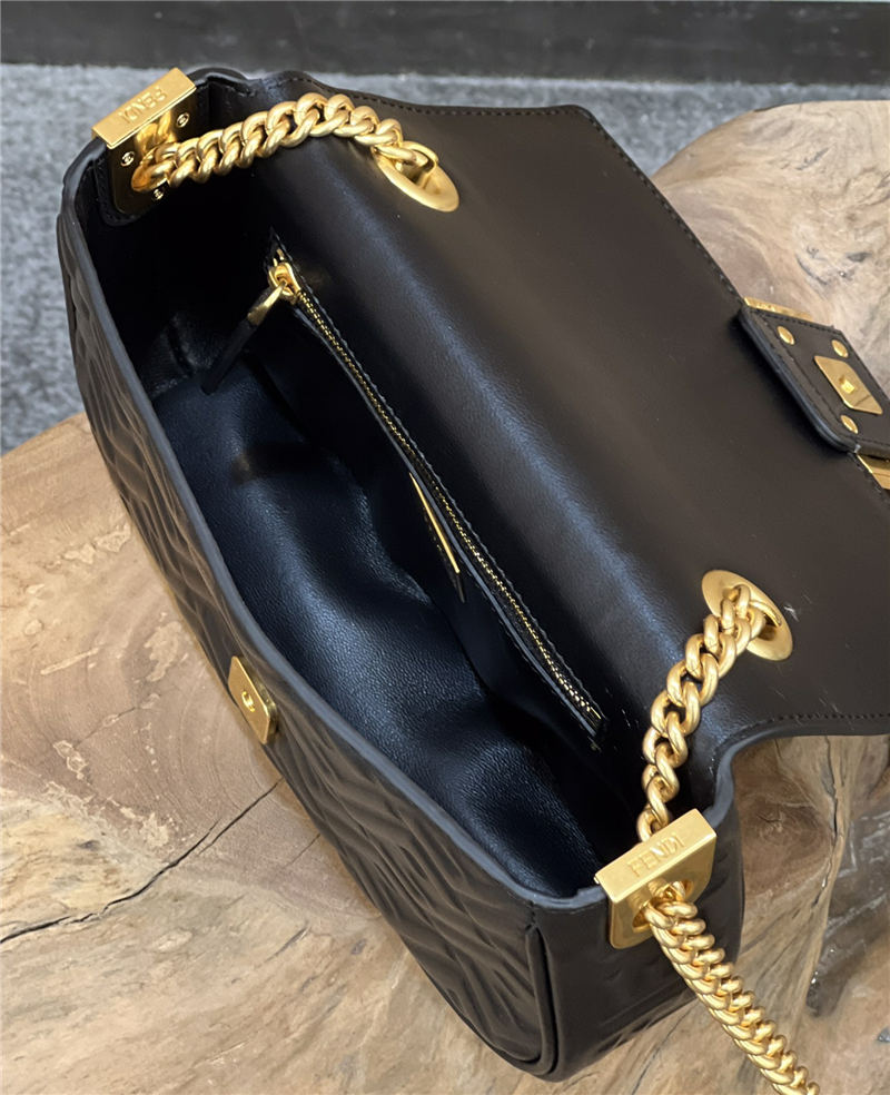 BAGUETTE Chain Midi leather bag Black High