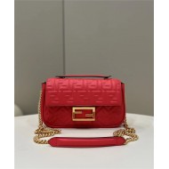 BAGUETTE Chain Midi leather bag Red High