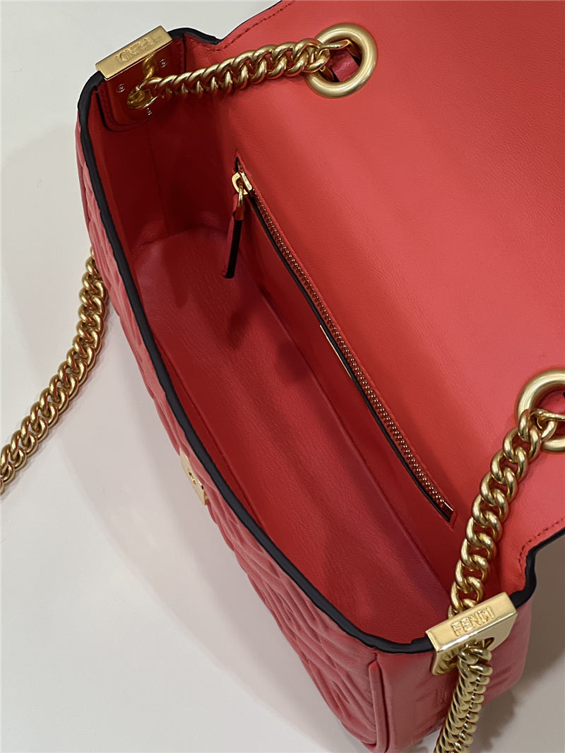 BAGUETTE Chain Midi leather bag Red High