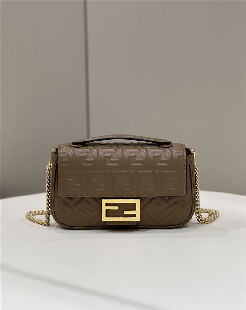 BAGUETTE Chain Midi leather bag Brown High