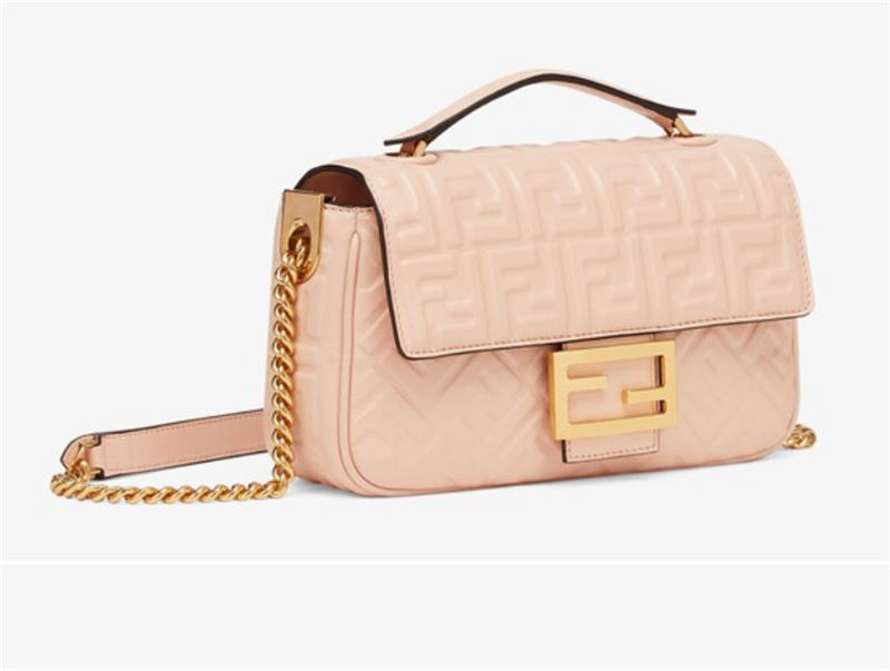 BAGUETTE Chain Midi leather bag Pink High