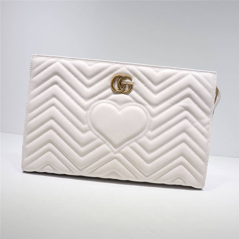 Gucci GG Marmont Matelasse Clutch 448450 White High