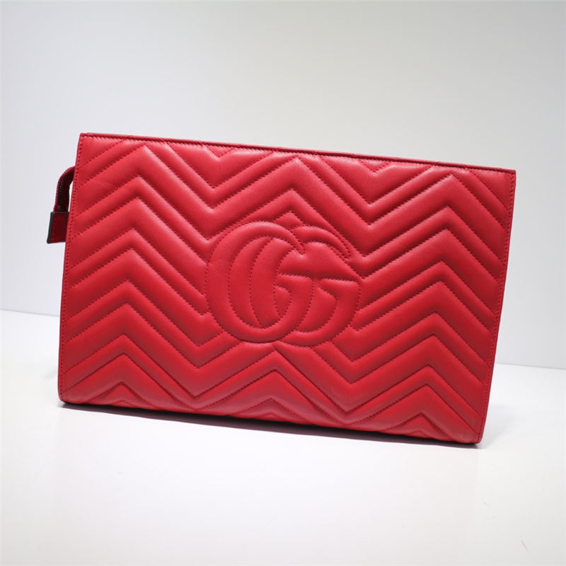 Gucci GG Marmont Matelasse Clutch 448450 Red High