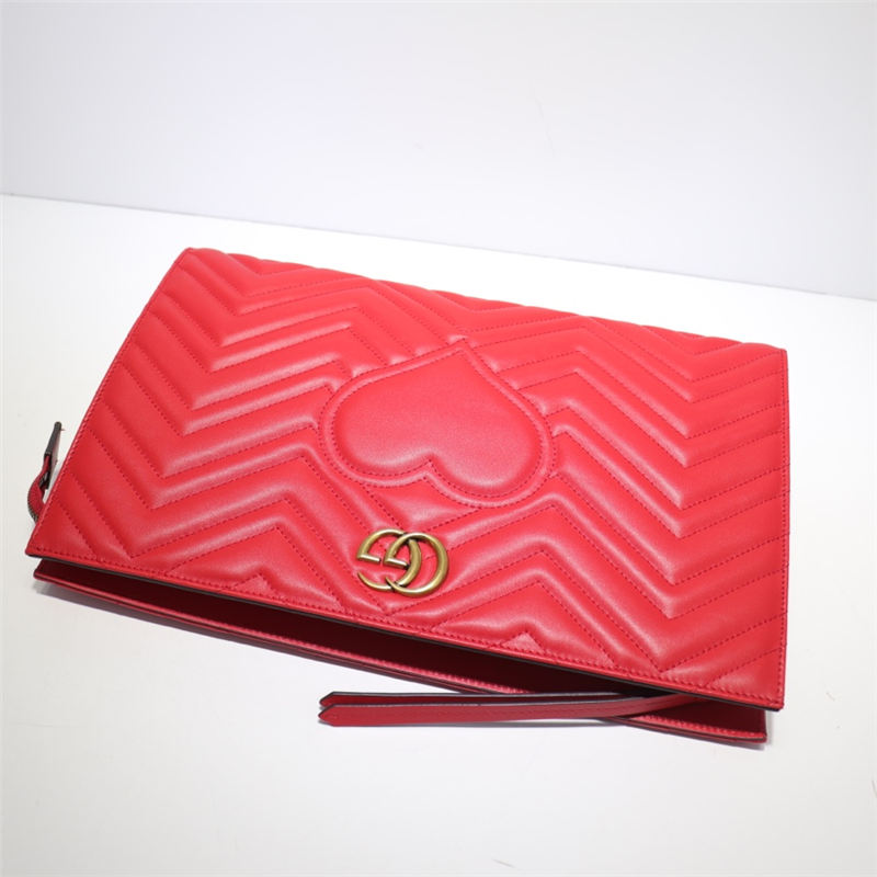 Gucci GG Marmont Matelasse Clutch 448450 Red High