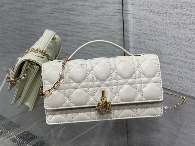 MISS DIOR MINI BAG Cannage Lambskin White High