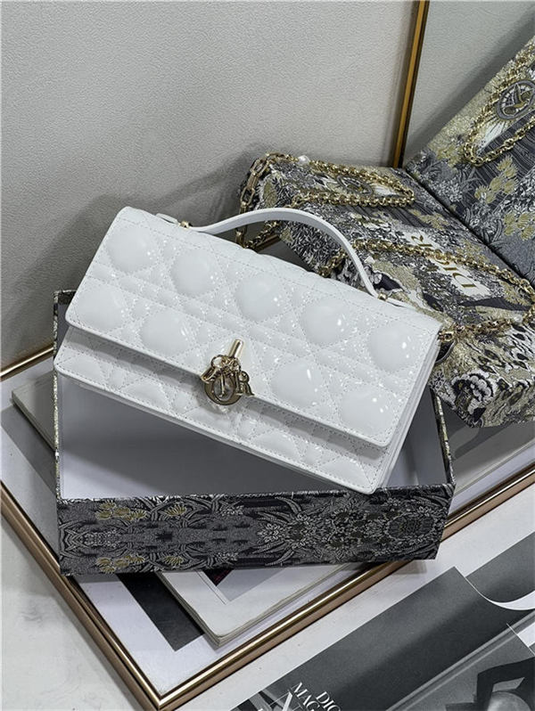 MISS DIOR MINI BAG Patent Calfskin White High