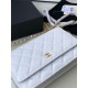 Classic Wallet on Chain A33814 Grained Calfskin Gold/Silver Metal White B