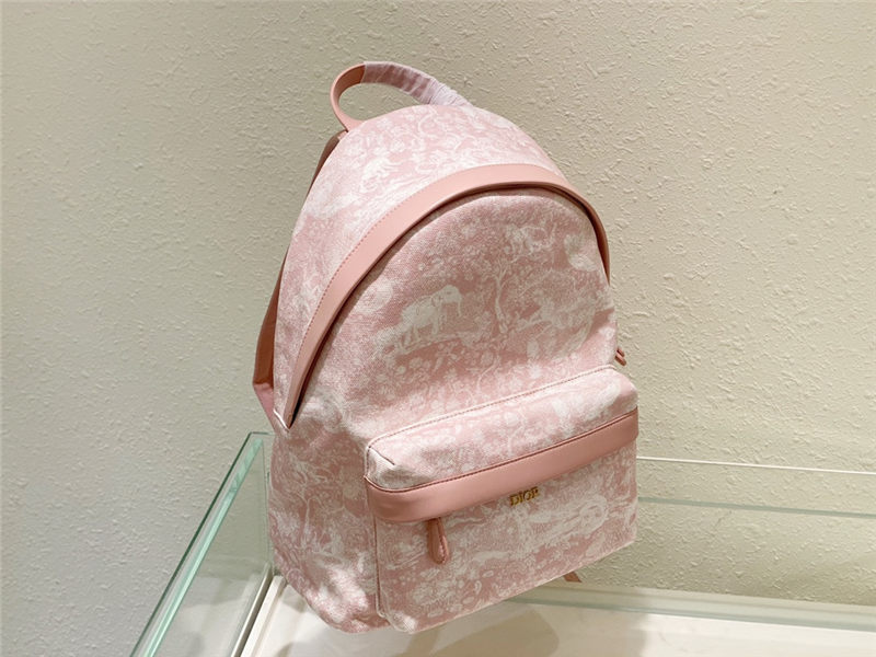 Dior BACKPACK Cotton Canvas with Ivory Toile de Jouy Print Pale Pink High