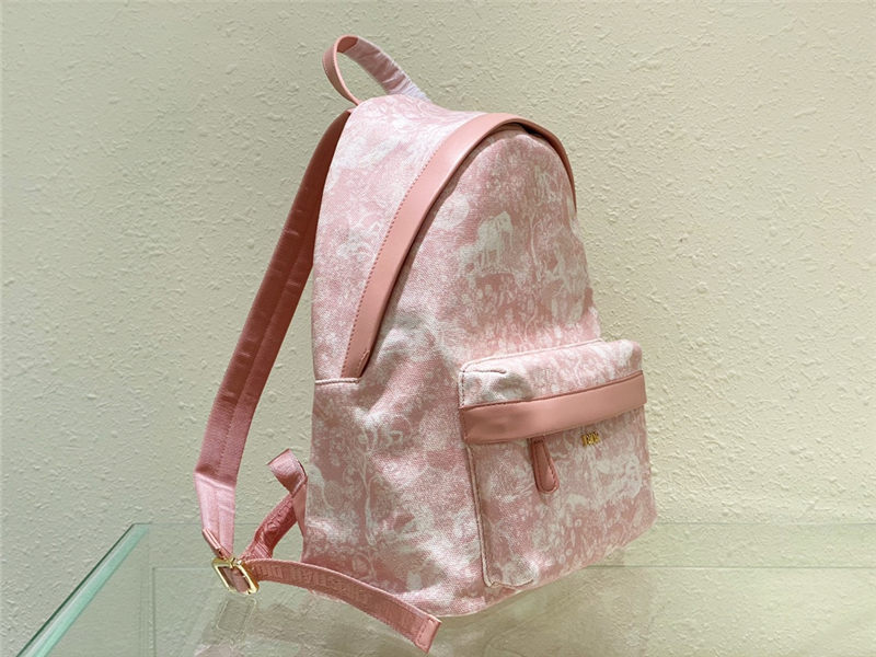 Dior BACKPACK Cotton Canvas with Ivory Toile de Jouy Print Pale Pink High