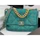 Large Chanel 19 Flap Bag Tweed Gold-Tone Green High