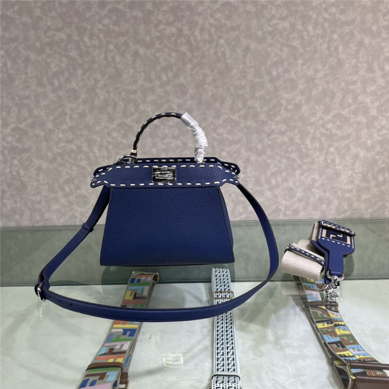 PEEKABOO ICONIC MINI grainy leather Selleria bag Blue High