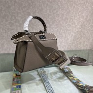 PEEKABOO ICONIC MINI grainy leather Selleria bag Grey High