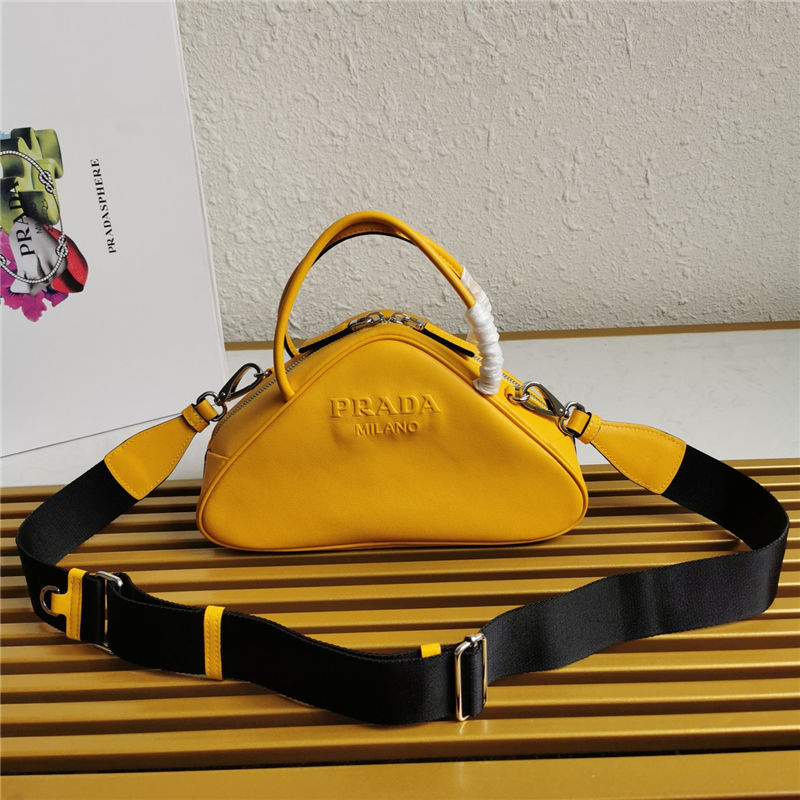 Prada Leather Prada Triangle bag 1BB082 Yellow High