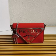 Prada Brushed leather shoulder bag 1bh189 Red High