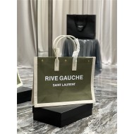 RIVE GAUCHE TOTE BAG IN LINEN AND LEATHER High