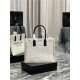 RIVE GAUCHE SMALL TOTE BAG IN LINEN AND LEATHER High