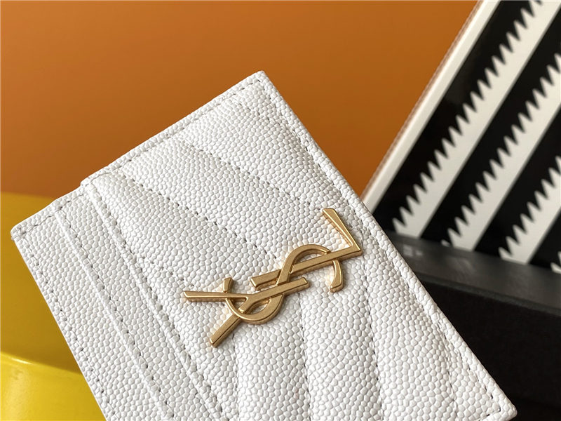 MONOGRAM CARD CASE IN GRAIN DE POUDRE EMBOSSED LEATHER Gold-Metal White High