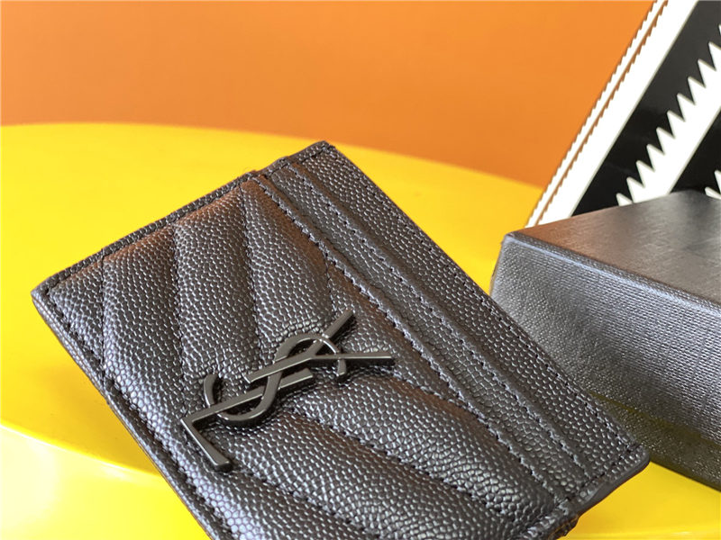 MONOGRAM CARD CASE IN GRAIN DE POUDRE EMBOSSED LEATHER Black-Metal Black High