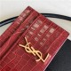 MONOGRAM CARD CASE IN CROCODILE Gold-Metal Red High