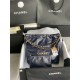 Chanel 22 SMALL HANDBAG Shiny Calfskin & Gold-Tone Metal AS3260 Navy High