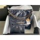 Chanel 22 SMALL HANDBAG Shiny Calfskin & Gold-Tone Metal AS3260 Navy High