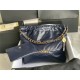 Chanel 22 MEDIUM HANDBAG Shiny Calfskin & Gold-Tone Metal AS3261 Navy High