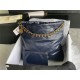 Chanel 22 MEDIUM HANDBAG Shiny Calfskin & Gold-Tone Metal AS3261 Navy High