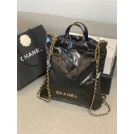 Chanel 22 BACKPACK Shiny Calfskin & Gold-Tone Metal AS3313 Black High