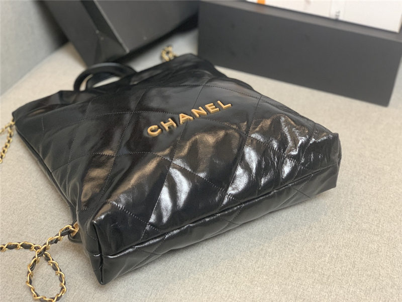 Chanel 22 BACKPACK Shiny Calfskin & Gold-Tone Metal AS3313 Black High