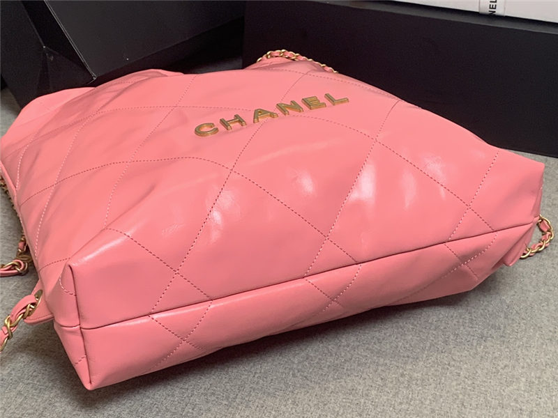 Chanel 22 BACKPACK Shiny Calfskin & Gold-Tone Metal AS3313 Pink High