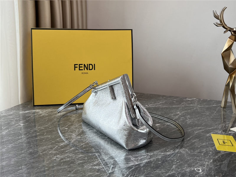 Fendi First Small Leather bag Silver wrinkle High