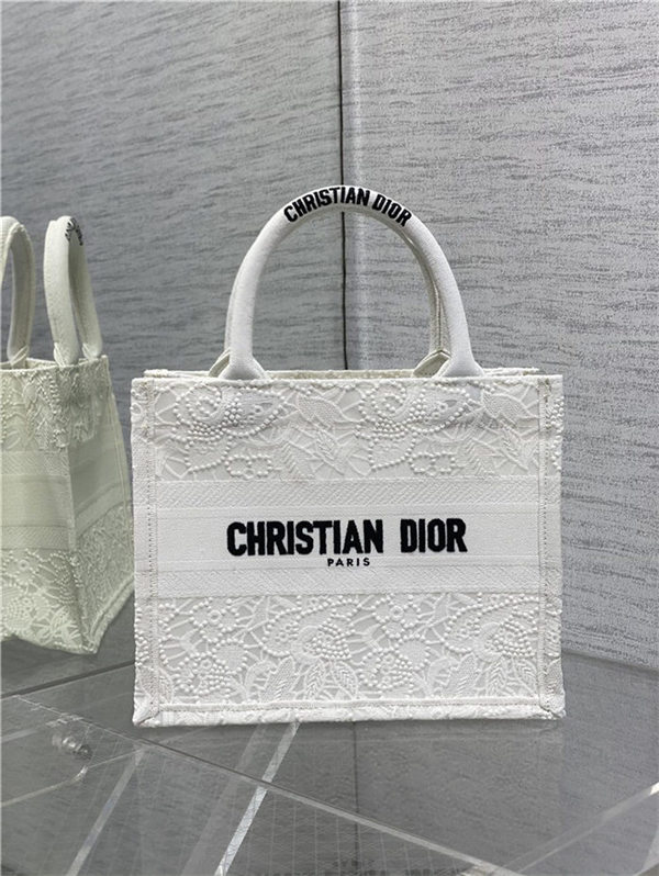 SMALL Dior BOOK TOTE D-Lace Embroidery with Macramé Effect High