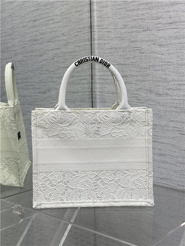 SMALL Dior BOOK TOTE D-Lace Embroidery with Macramé Effect High