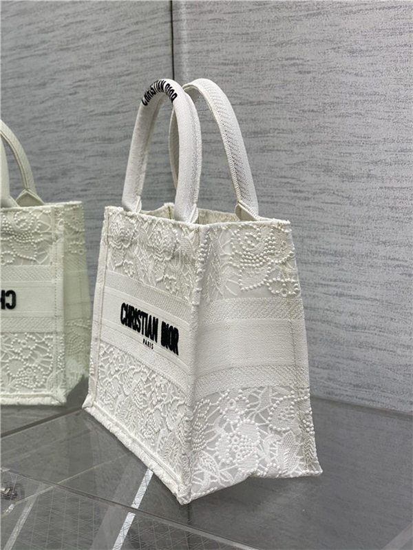 SMALL Dior BOOK TOTE D-Lace Embroidery with Macramé Effect High