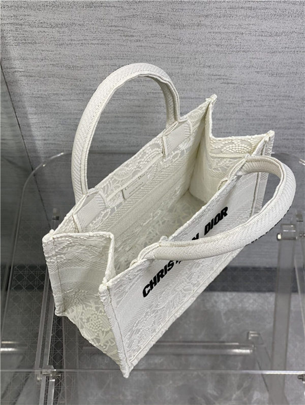 SMALL Dior BOOK TOTE D-Lace Embroidery with Macramé Effect High