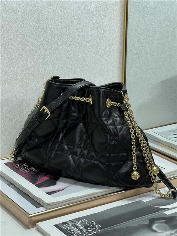 DIOR AMMI MEDIUM BAG Supple Macrocannage Lambskin Black High