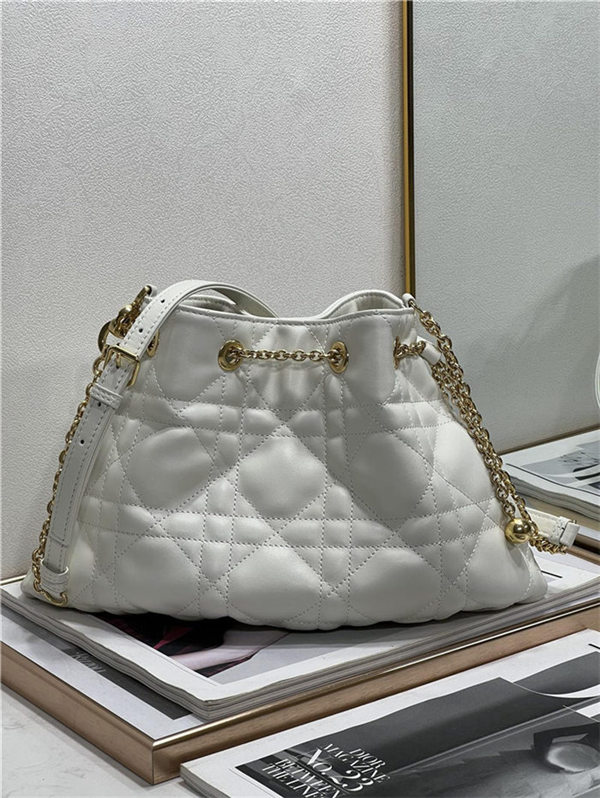 DIOR AMMI MEDIUM BAG Supple Macrocannage Lambskin White High