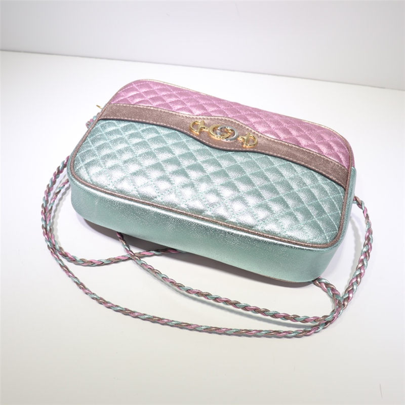 Gucci Laminated Leather Shoulder Bag 541061 Pink/Blue High