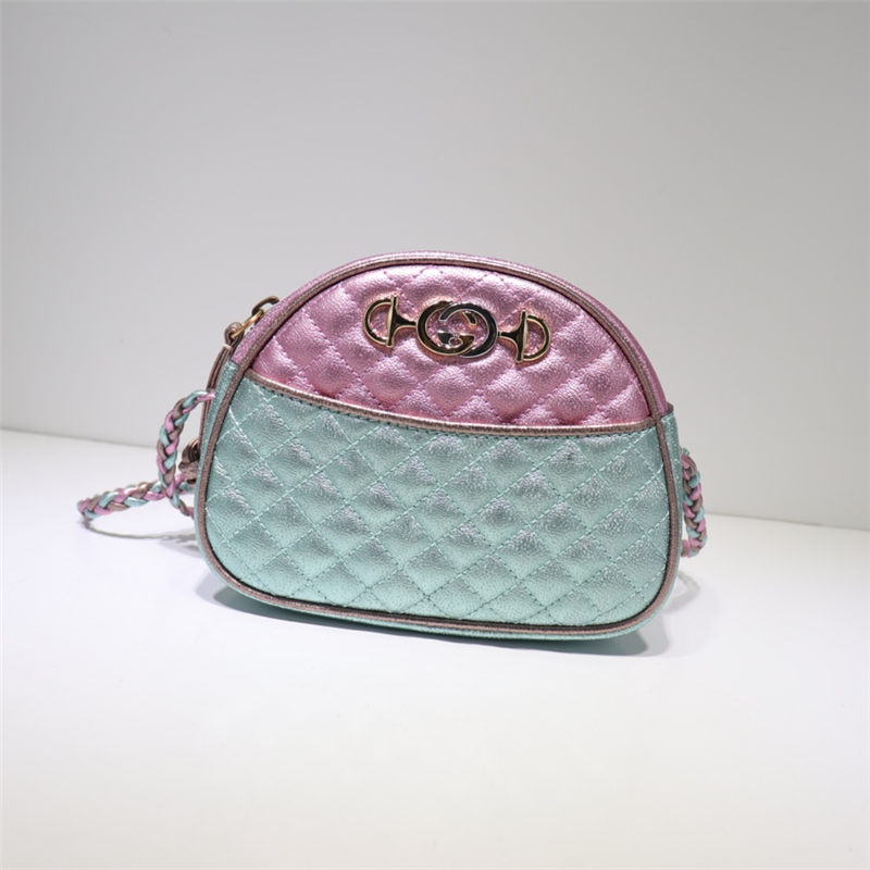 Gucci Laminated Leather Mini Shoulder Bag 534951 Pink/Blue High