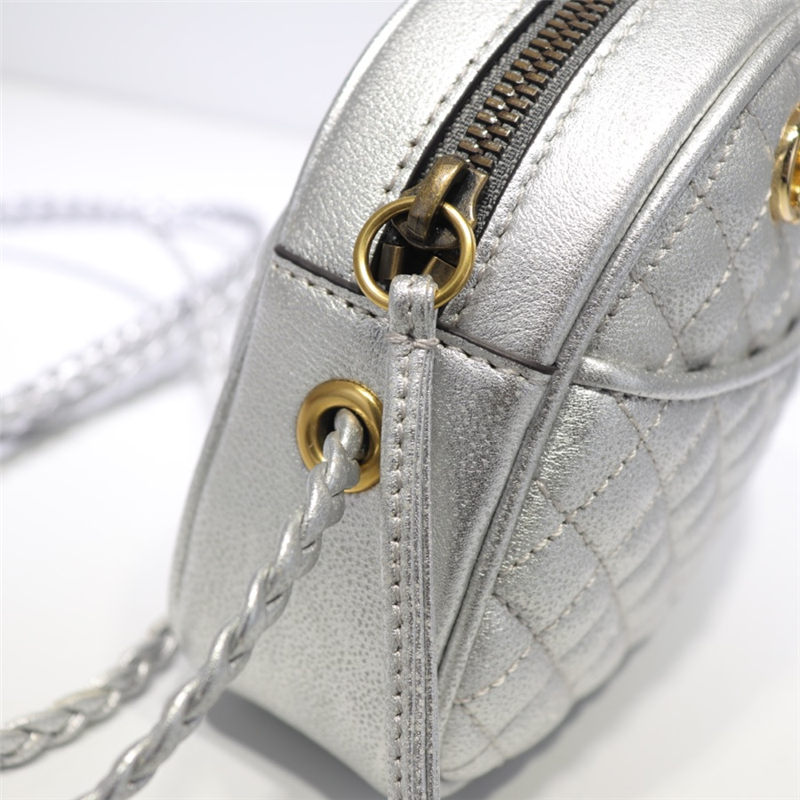 Gucci Laminated Leather Mini Shoulder Bag 534951 Silver High