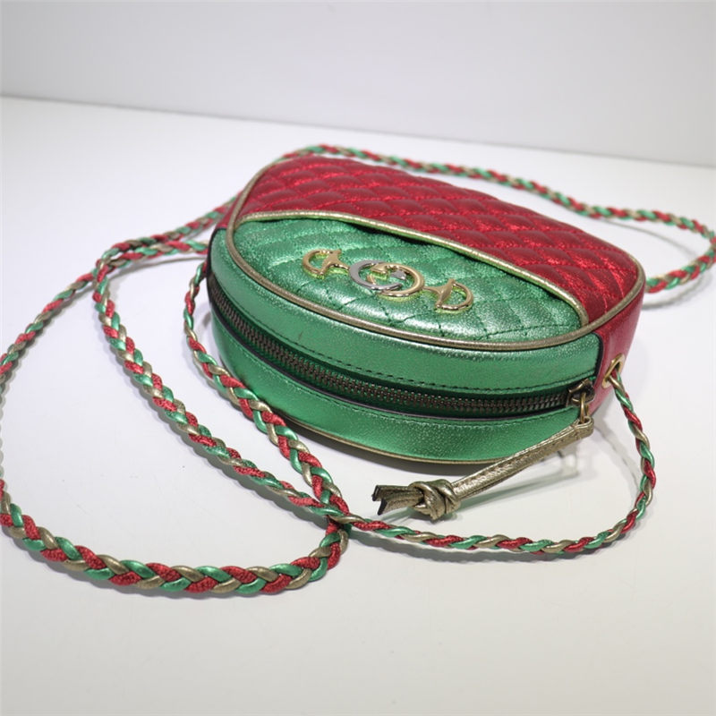 Gucci Laminated Leather Mini Shoulder Bag 534951 Green/Red High