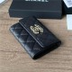 Chanel FLAP CARD HOLDER Grained Calfskin & Gold-Tone Metal AP2735 High