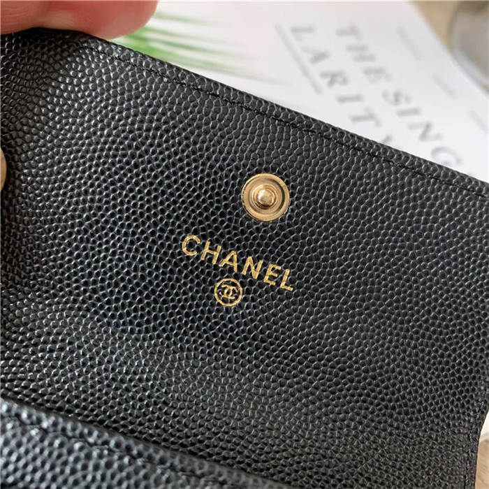 Chanel FLAP CARD HOLDER Grained Calfskin & Gold-Tone Metal AP2735 High