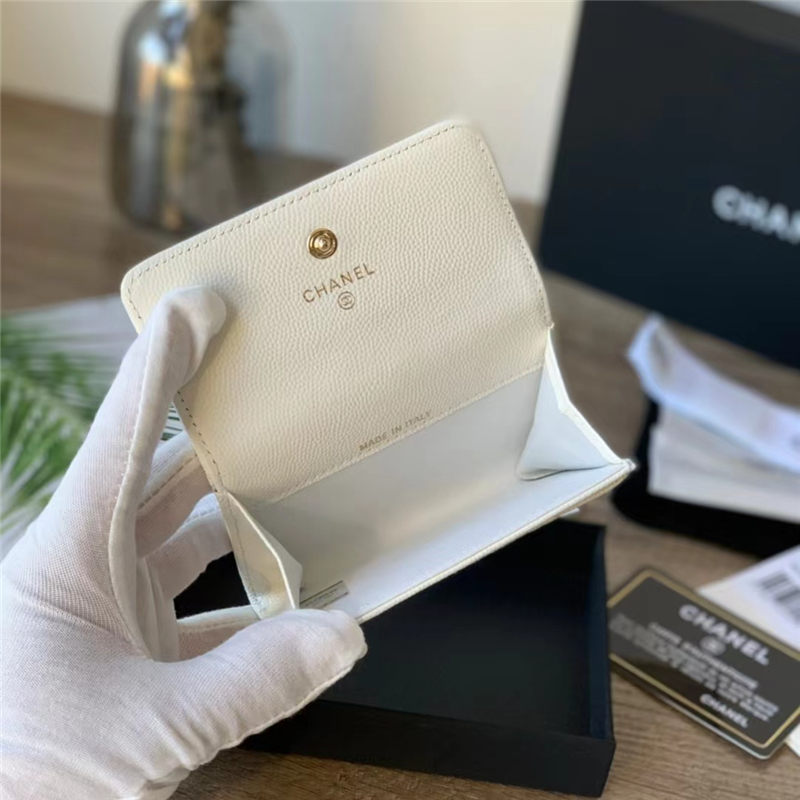 Chanel FLAP CARD HOLDER Grained Calfskin & Gold-Tone Metal AP2735 High