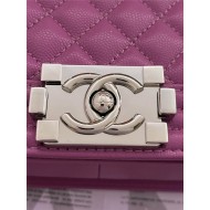 BOY Chanel HANDBAG Grained Calfskin Purple Silver Metal High