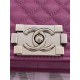 BOY Chanel HANDBAG Grained Calfskin Purple Silver Metal High