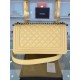 BOY Chanel HANDBAG Grained Calfskin Yellow Anti-Gold Metal High