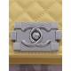 BOY Chanel HANDBAG Grained Calfskin Yellow Silver Metal High